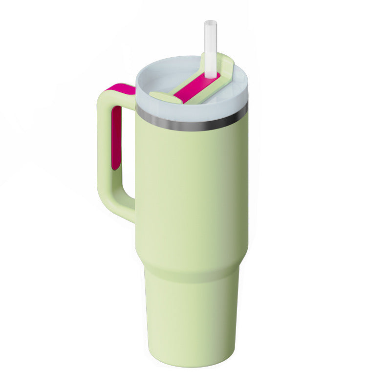 Edelstahl-Tumbler mit Henkel & Strohhalm