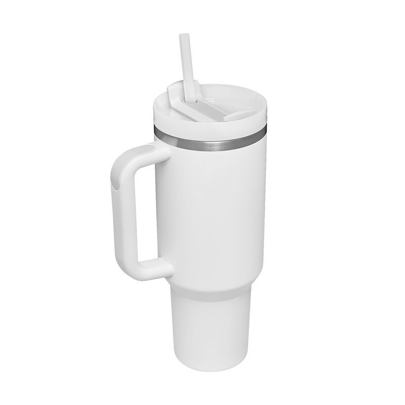 Edelstahl-Tumbler mit Henkel & Strohhalm