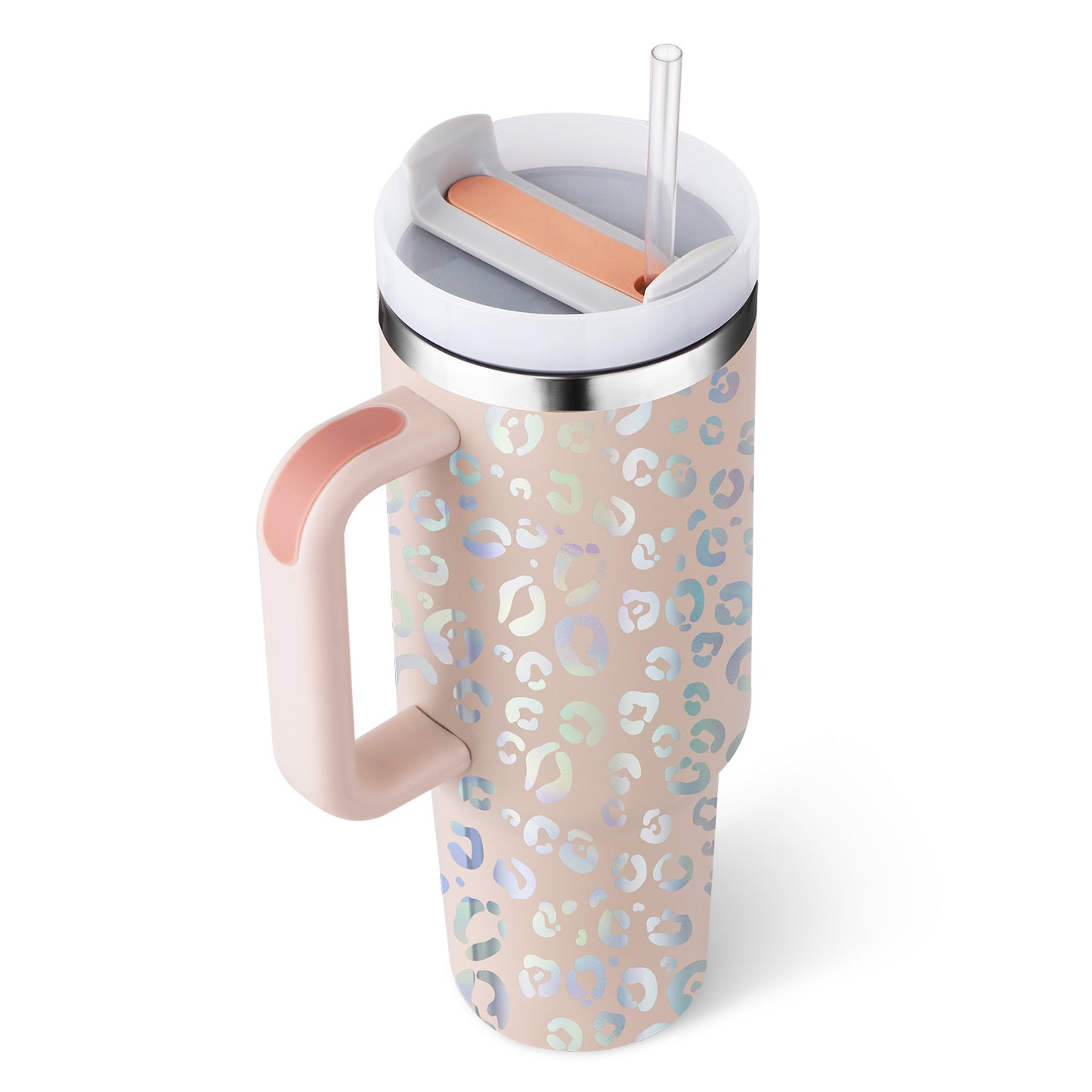 Edelstahl-Tumbler mit Henkel & Strohhalm