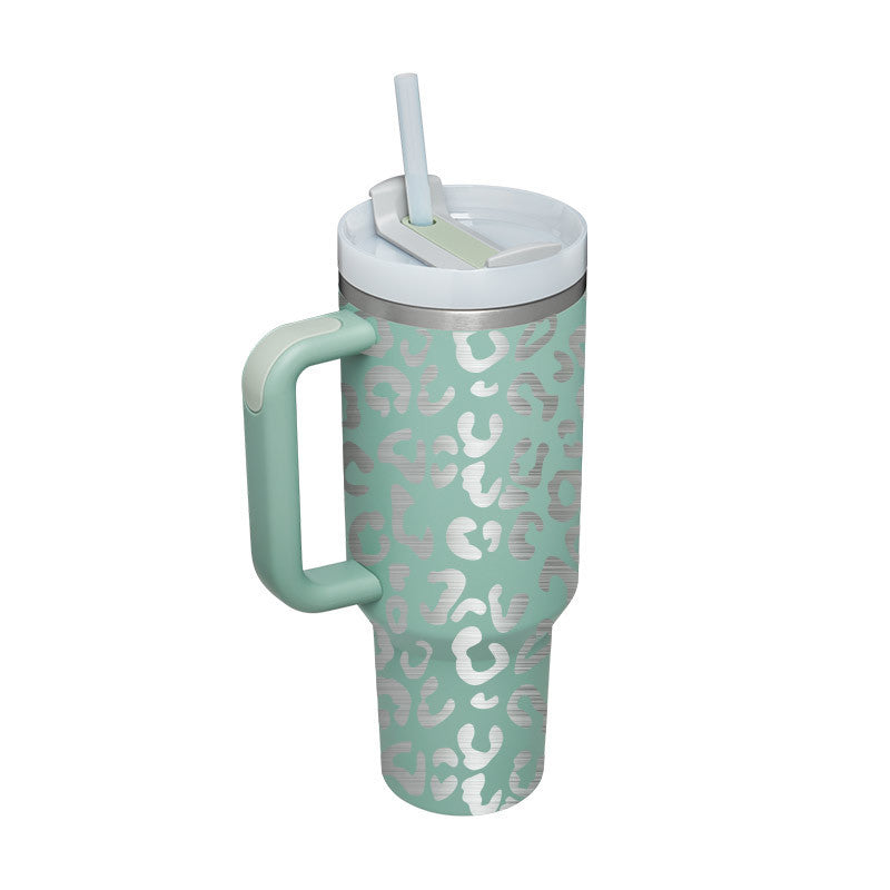 Edelstahl-Tumbler mit Henkel & Strohhalm