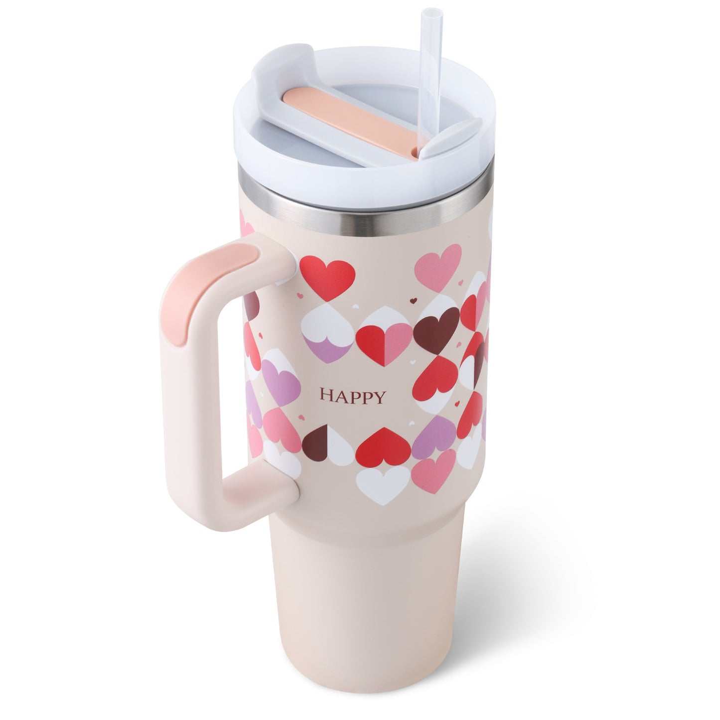 Edelstahl-Tumbler mit Henkel & Strohhalm