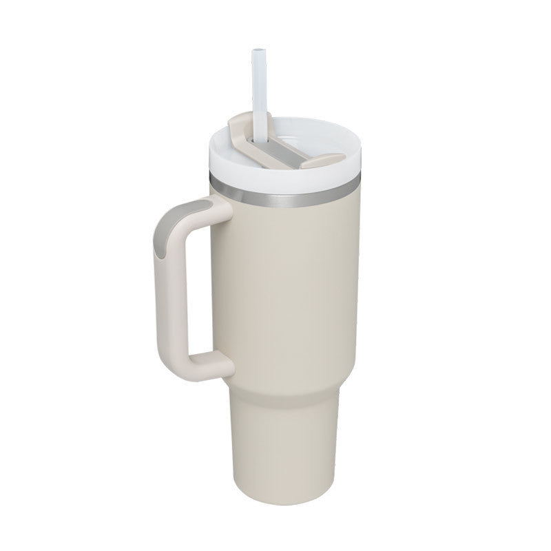 Edelstahl-Tumbler mit Henkel & Strohhalm