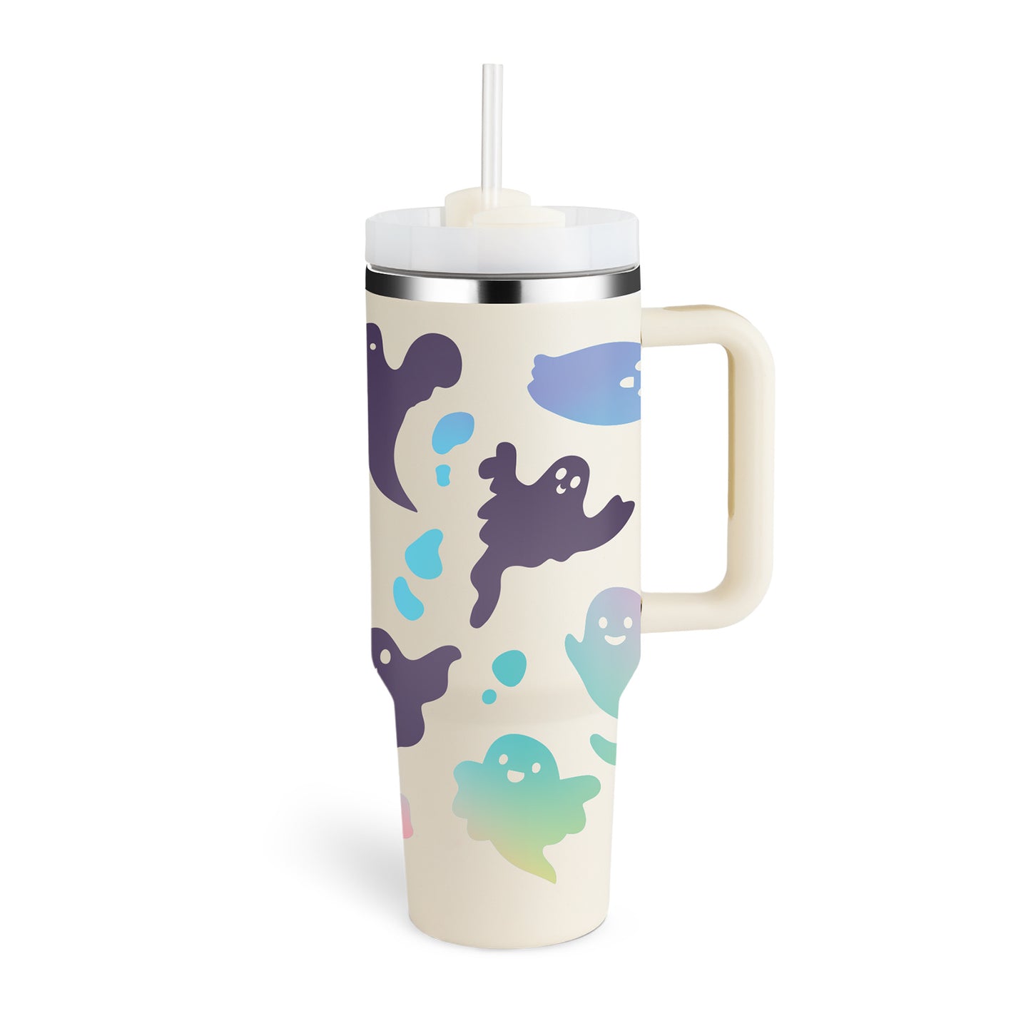 Edelstahl-Tumbler mit Henkel & Strohhalm