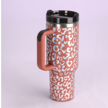 Edelstahl-Tumbler mit Henkel & Strohhalm