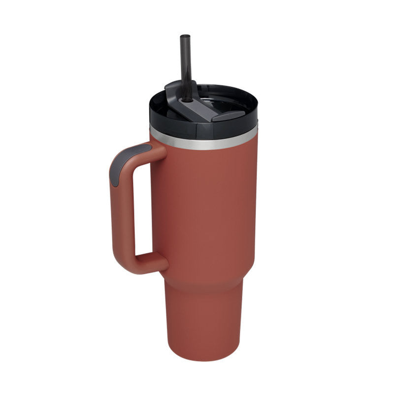 Edelstahl-Tumbler mit Henkel & Strohhalm