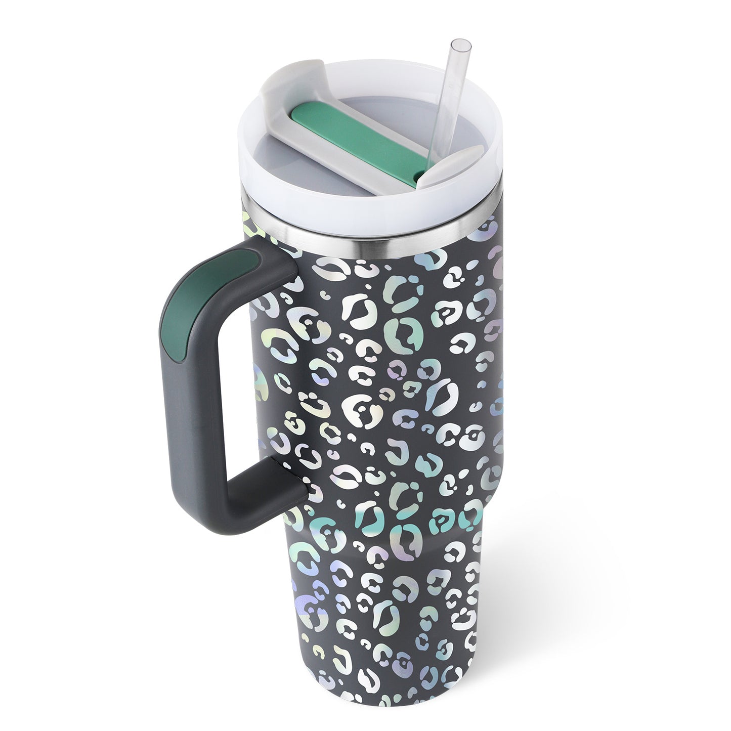 Edelstahl-Tumbler mit Henkel & Strohhalm