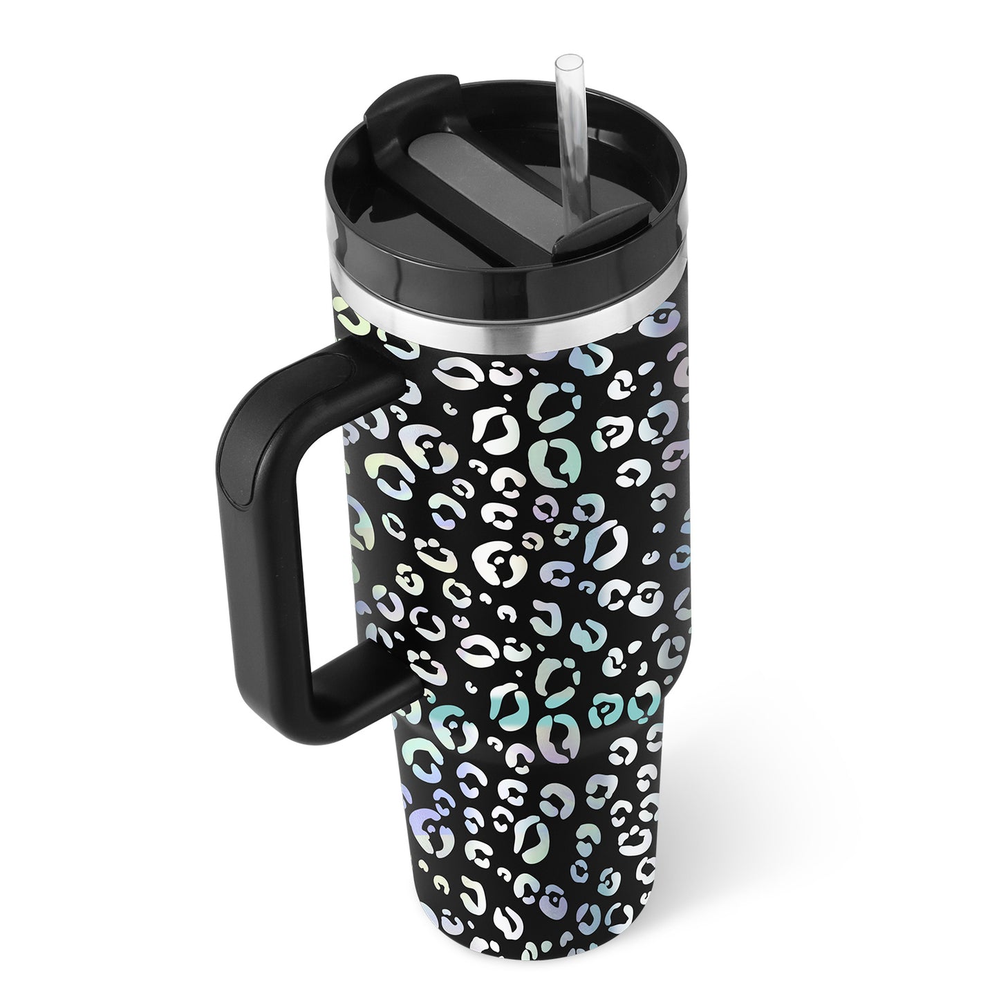 Edelstahl-Tumbler mit Henkel & Strohhalm