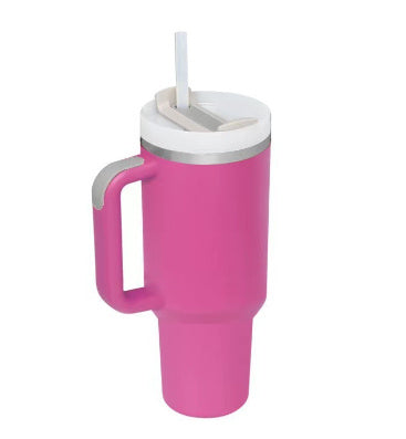 Edelstahl-Tumbler mit Henkel & Strohhalm