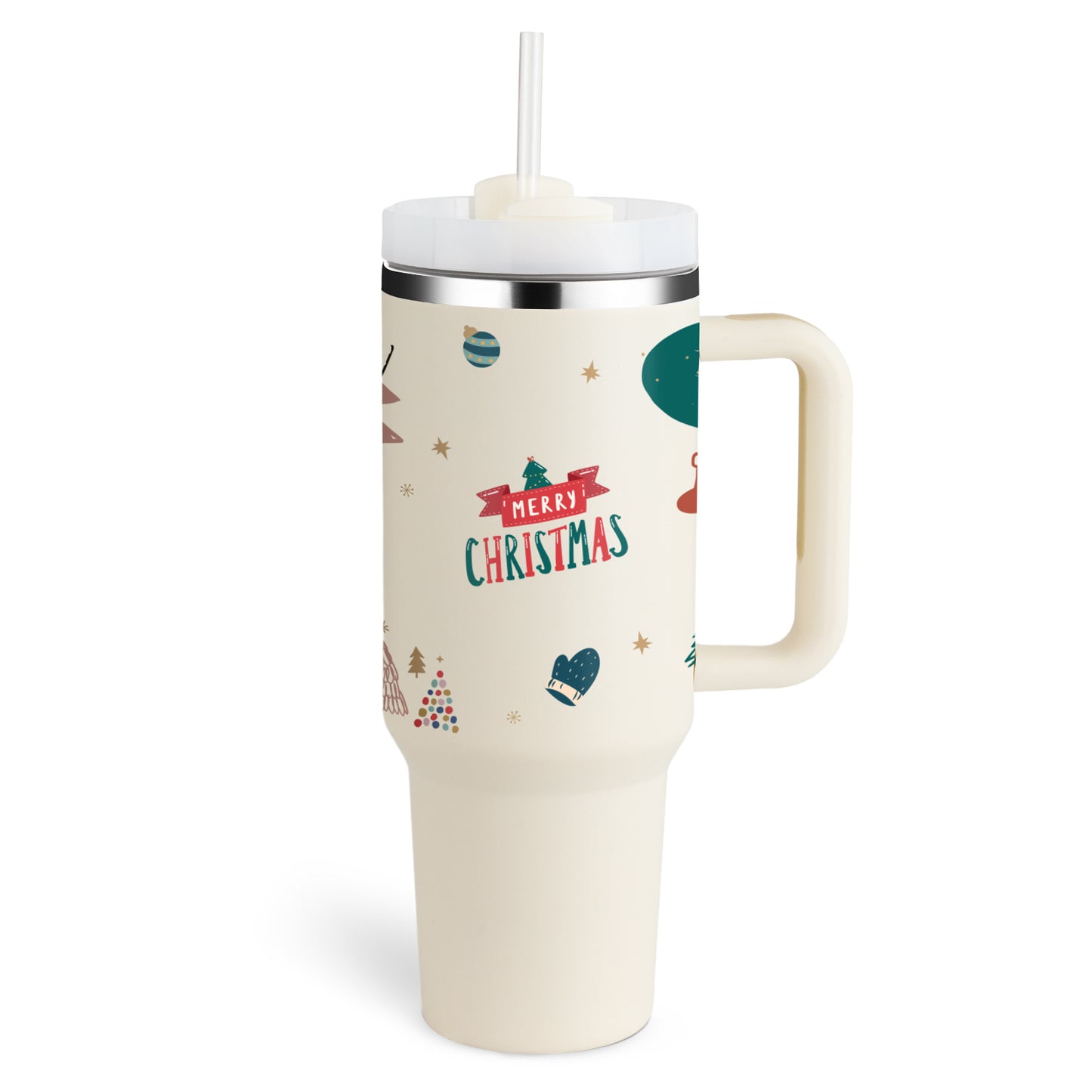 Edelstahl-Tumbler mit Henkel & Strohhalm