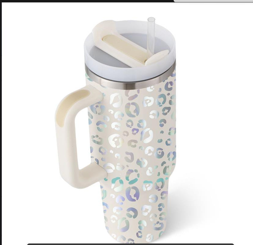 Edelstahl-Tumbler mit Henkel & Strohhalm