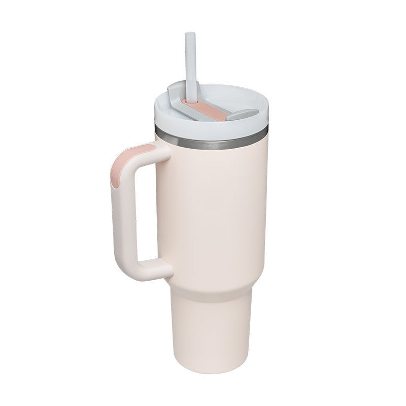 Edelstahl-Tumbler mit Henkel & Strohhalm
