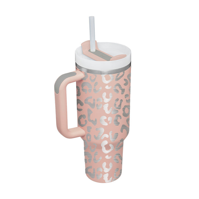 Edelstahl-Tumbler mit Henkel & Strohhalm