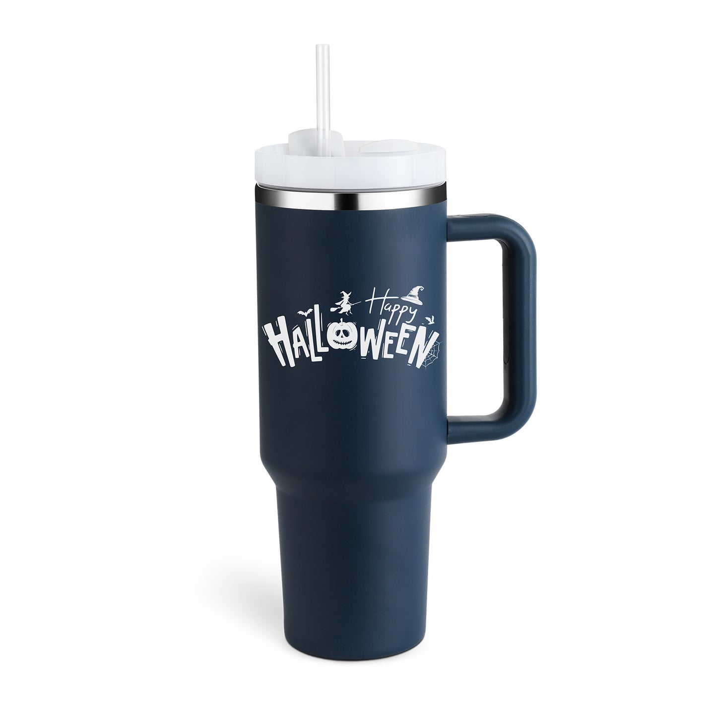 Edelstahl-Tumbler mit Henkel & Strohhalm