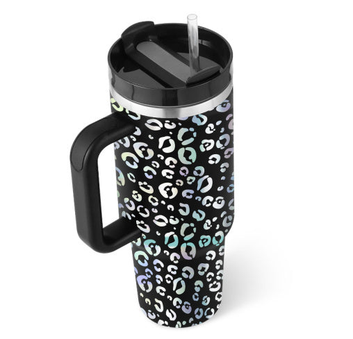 Edelstahl-Tumbler mit Henkel & Strohhalm