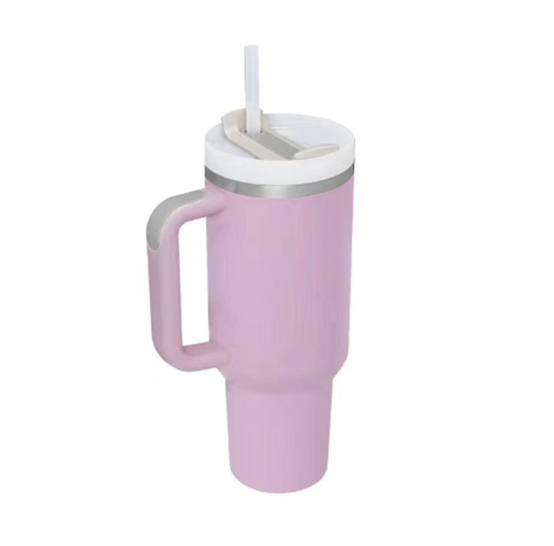 Edelstahl-Tumbler mit Henkel & Strohhalm