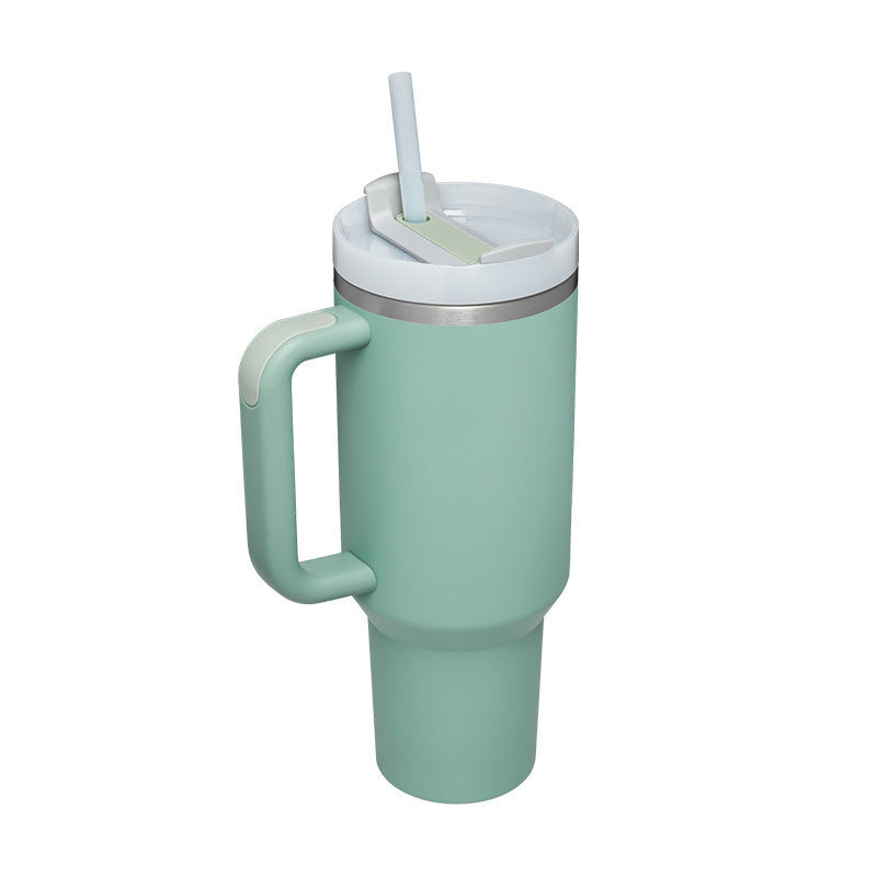Edelstahl-Tumbler mit Henkel & Strohhalm