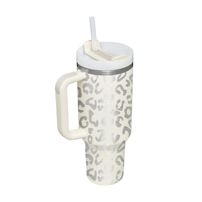 Edelstahl-Tumbler mit Henkel & Strohhalm