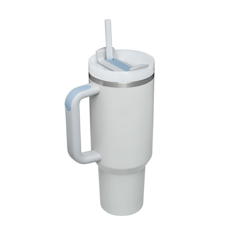 Edelstahl-Tumbler mit Henkel & Strohhalm
