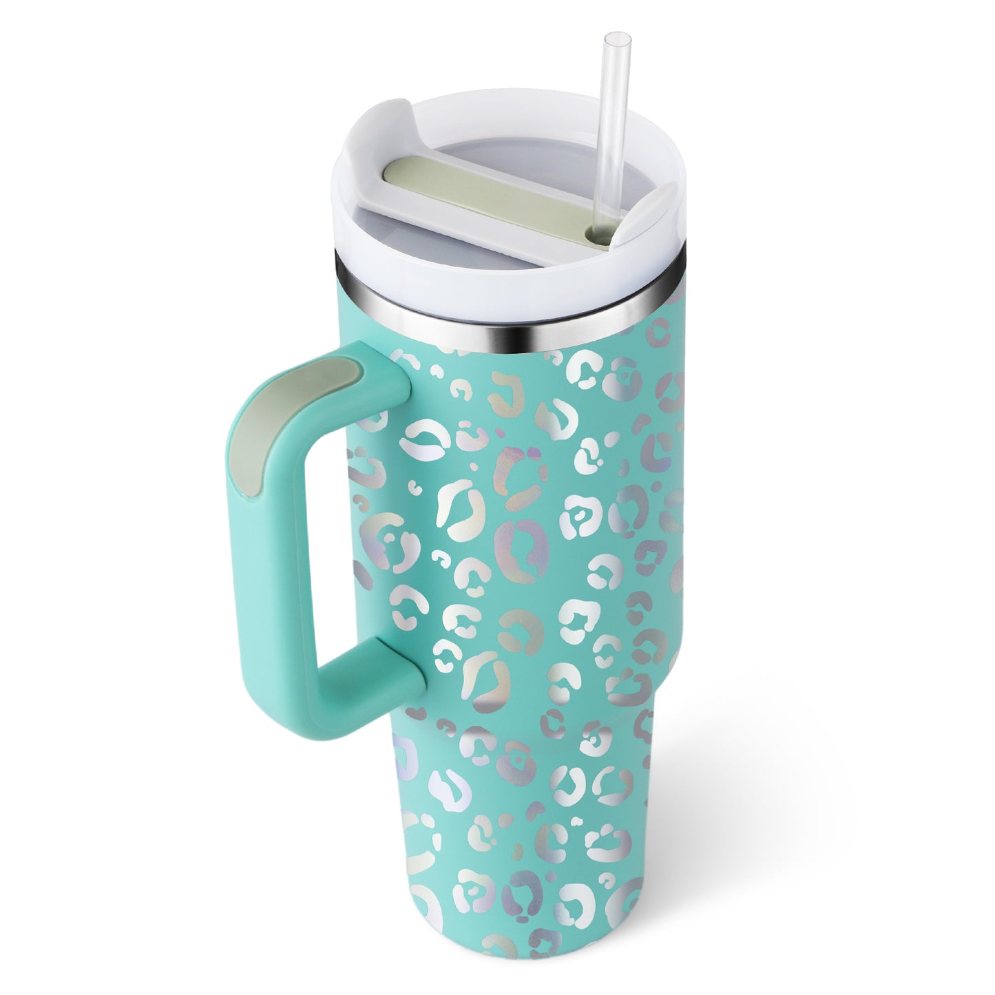 Edelstahl-Tumbler mit Henkel & Strohhalm