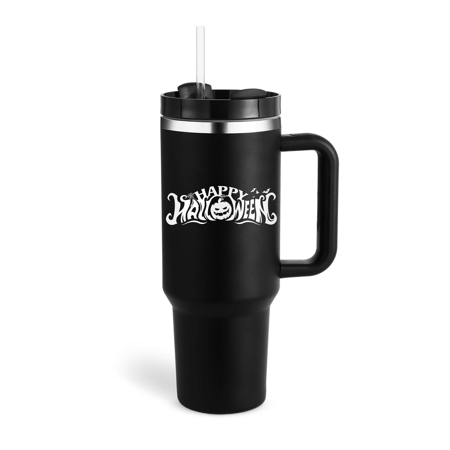 Edelstahl-Tumbler mit Henkel & Strohhalm