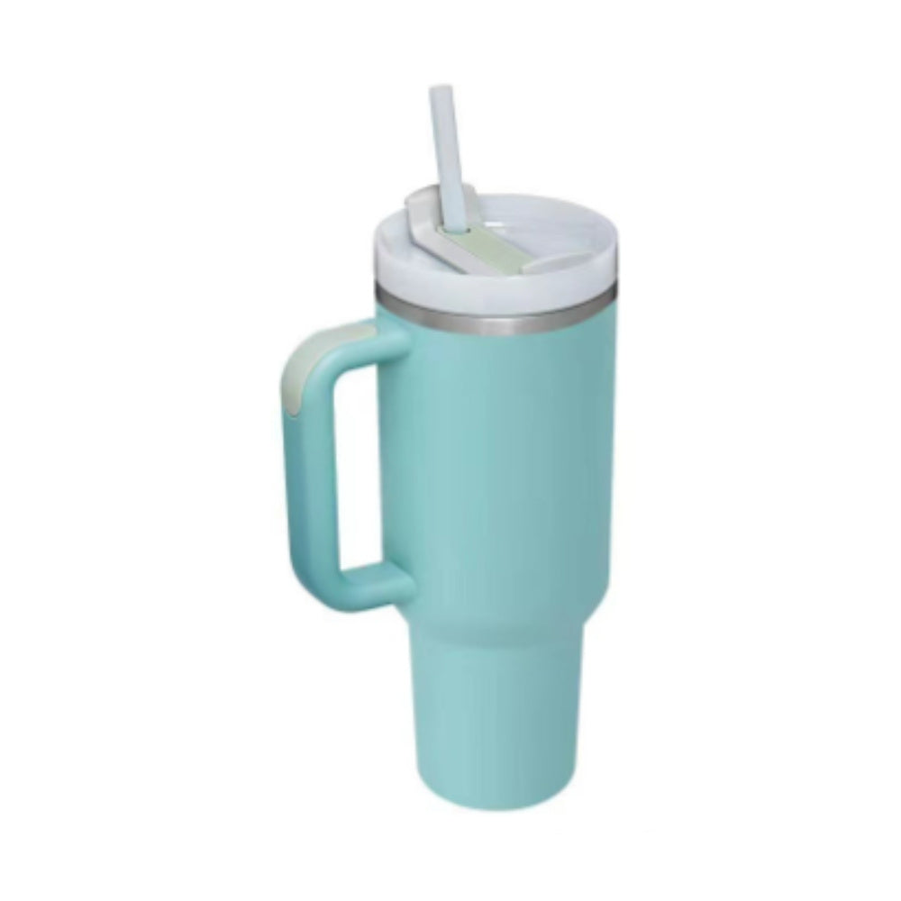 Edelstahl-Tumbler mit Henkel & Strohhalm