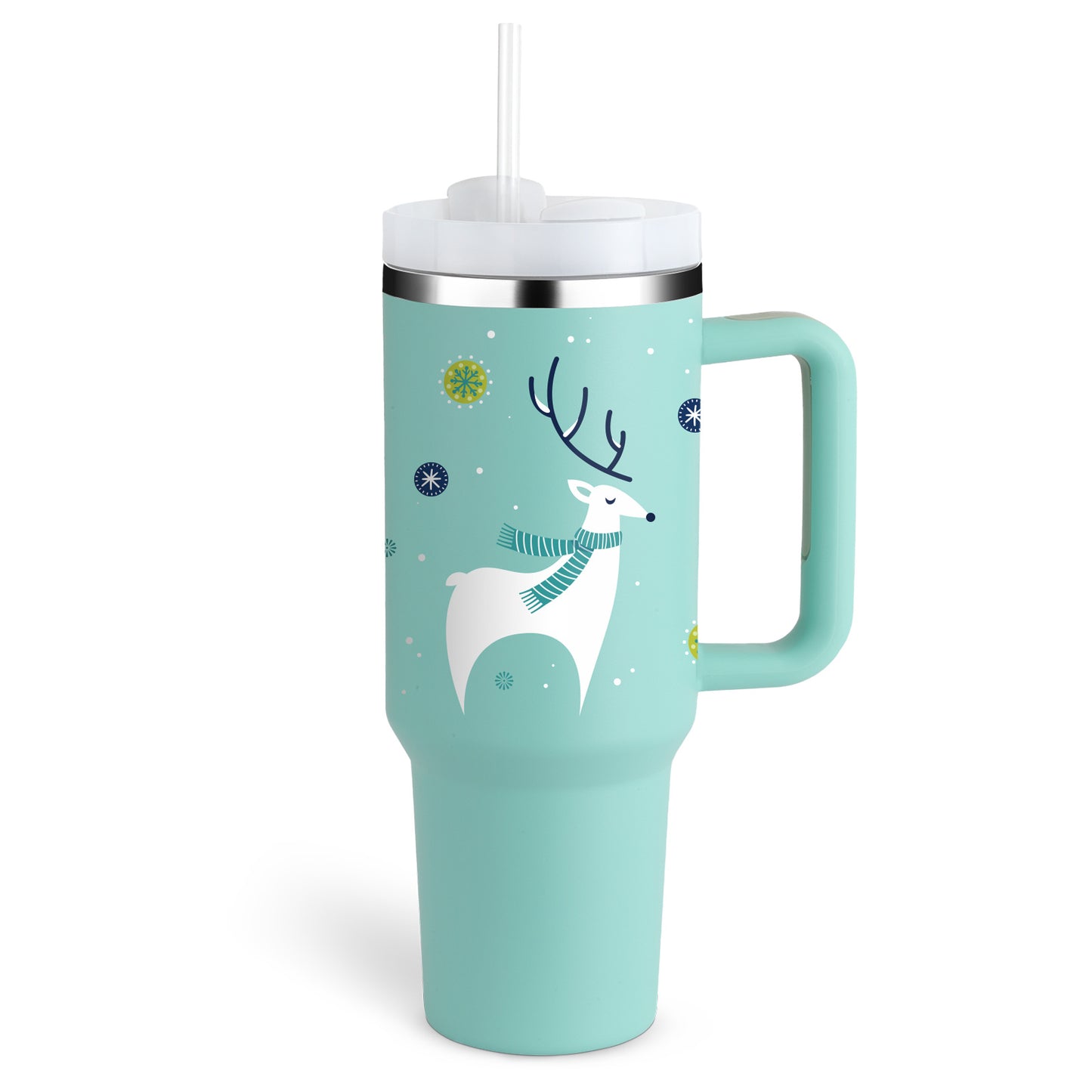 Edelstahl-Tumbler mit Henkel & Strohhalm