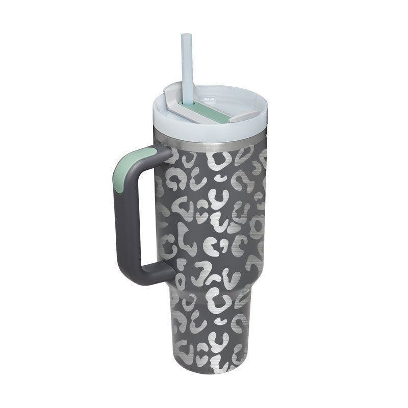 Edelstahl-Tumbler mit Henkel & Strohhalm