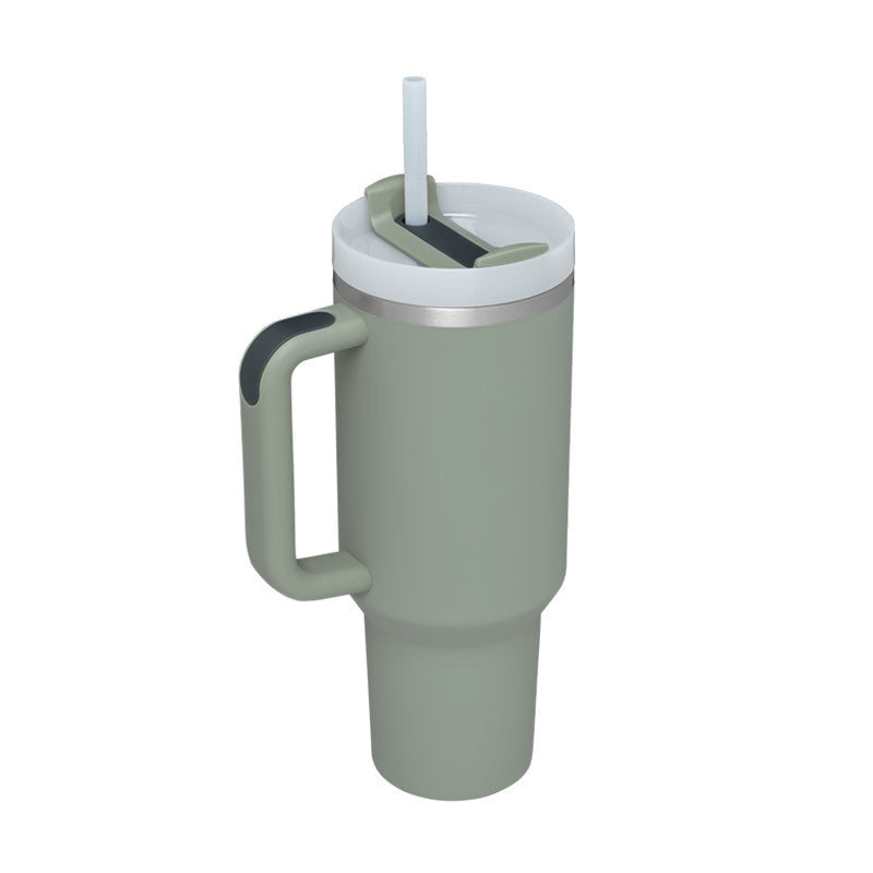 Edelstahl-Tumbler mit Henkel & Strohhalm