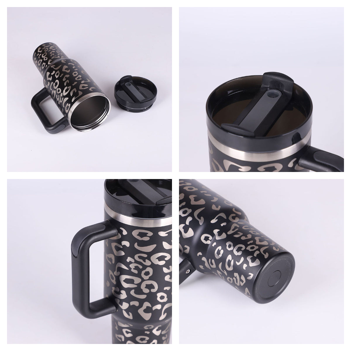 Edelstahl-Tumbler mit Henkel & Strohhalm