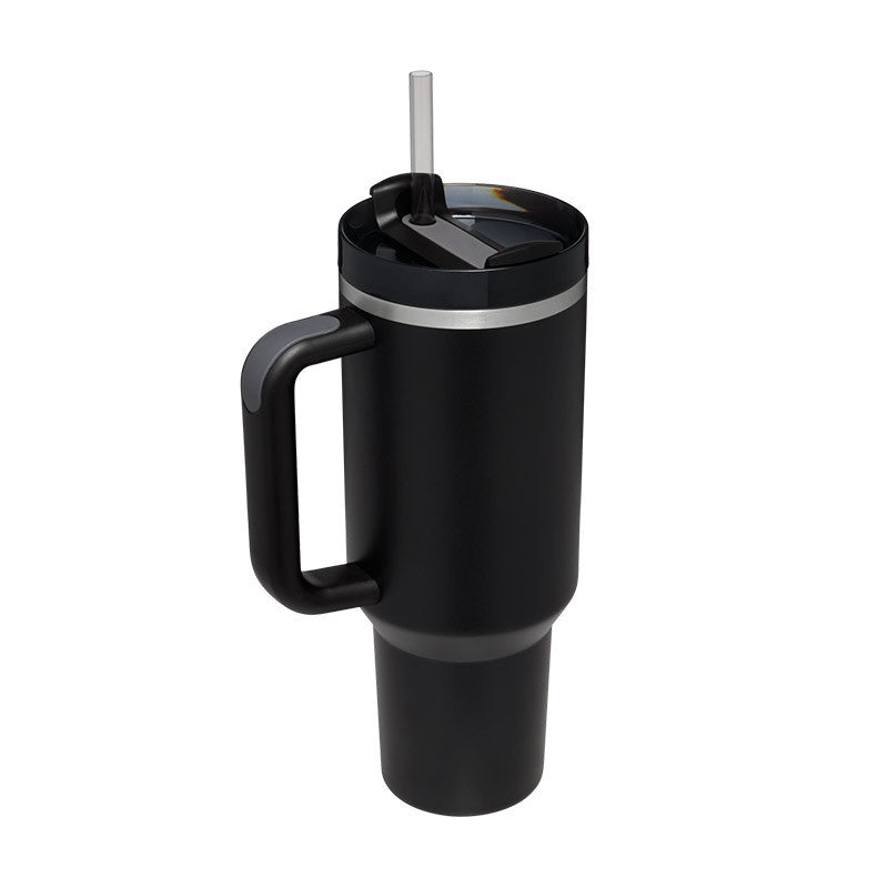 Edelstahl-Tumbler mit Henkel & Strohhalm