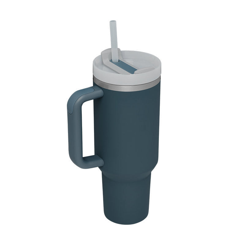 Edelstahl-Tumbler mit Henkel & Strohhalm