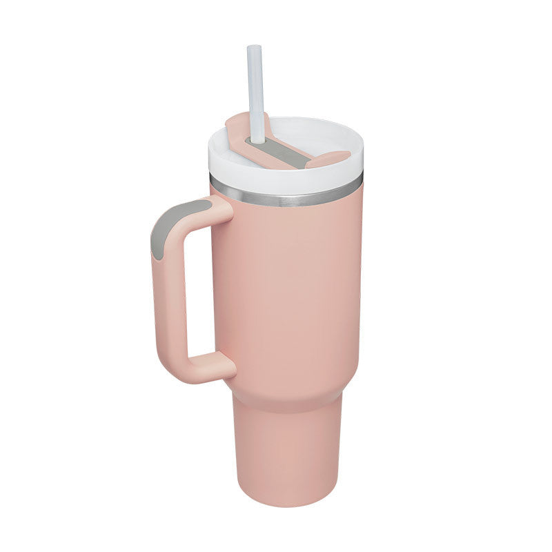 Edelstahl-Tumbler mit Henkel & Strohhalm