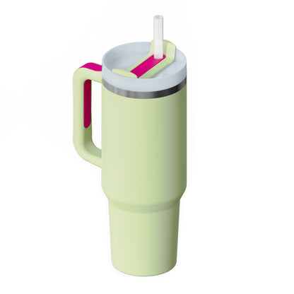 Edelstahl-Tumbler mit Henkel & Strohhalm