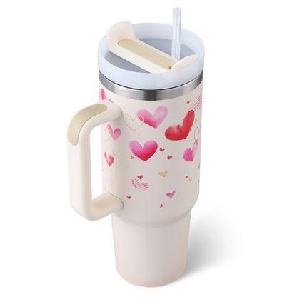 Edelstahl-Tumbler mit Henkel & Strohhalm
