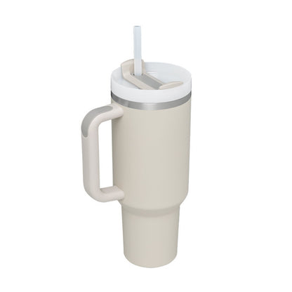 Edelstahl-Tumbler mit Henkel & Strohhalm