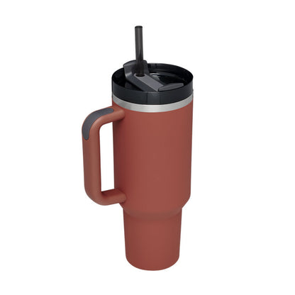 Edelstahl-Tumbler mit Henkel & Strohhalm