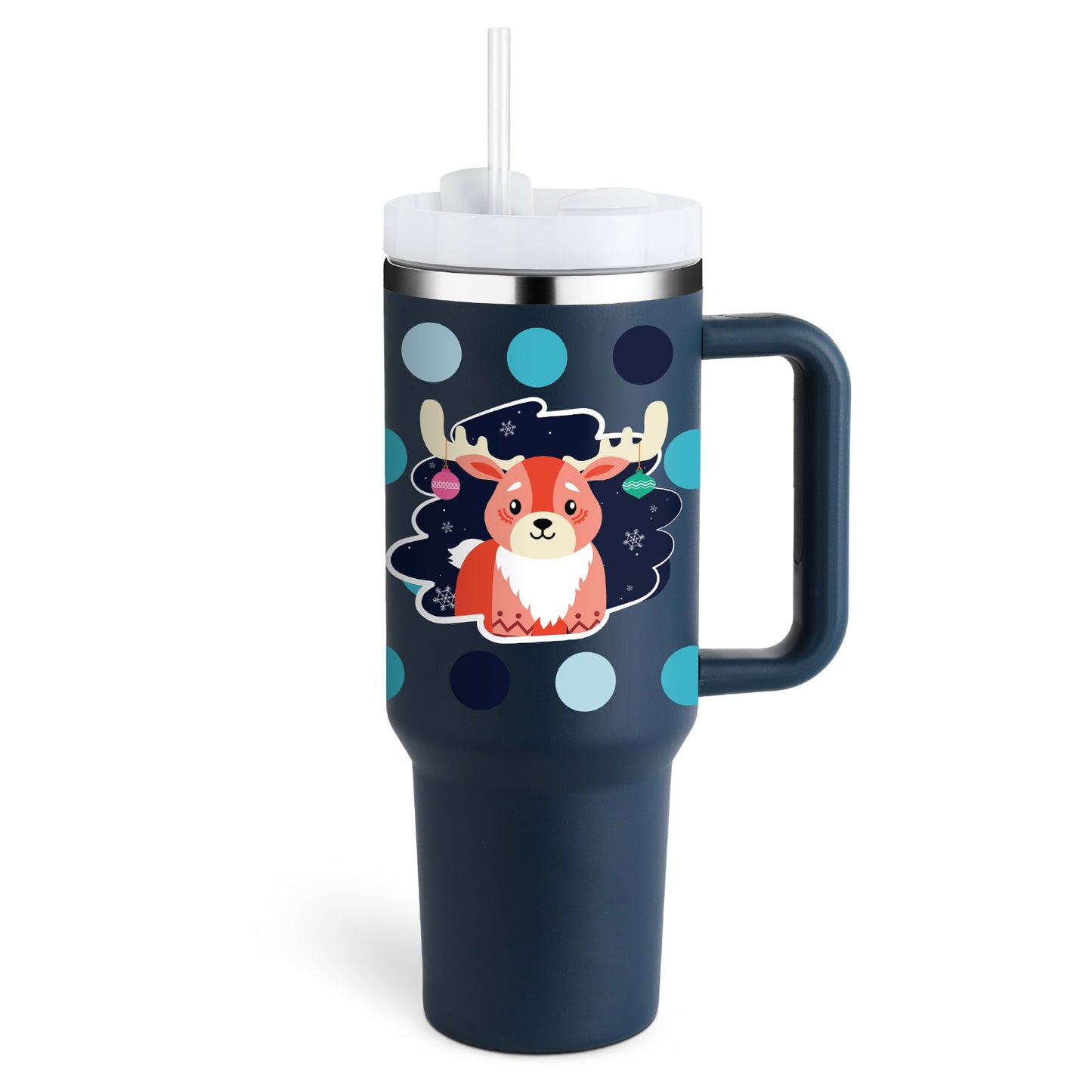 Edelstahl-Tumbler mit Henkel & Strohhalm
