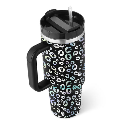 Edelstahl-Tumbler mit Henkel & Strohhalm