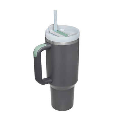 Edelstahl-Tumbler mit Henkel & Strohhalm