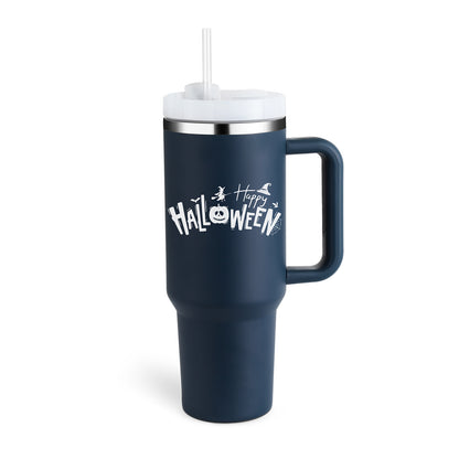Edelstahl-Tumbler mit Henkel & Strohhalm