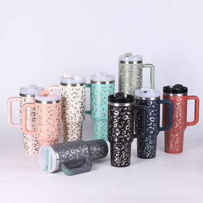 Edelstahl-Tumbler mit Henkel & Strohhalm