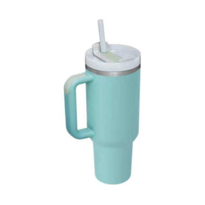 Edelstahl-Tumbler mit Henkel & Strohhalm