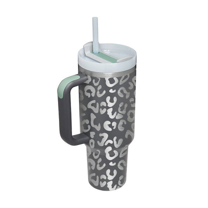 Edelstahl-Tumbler mit Henkel & Strohhalm