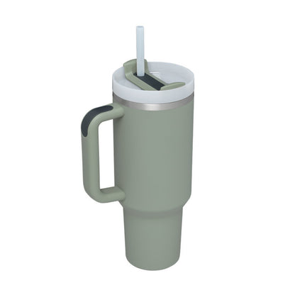 Edelstahl-Tumbler mit Henkel & Strohhalm
