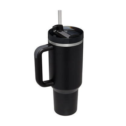 Edelstahl-Tumbler mit Henkel & Strohhalm