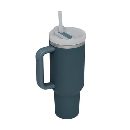 Edelstahl-Tumbler mit Henkel & Strohhalm